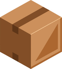 Isometric cardboard shipping box vector