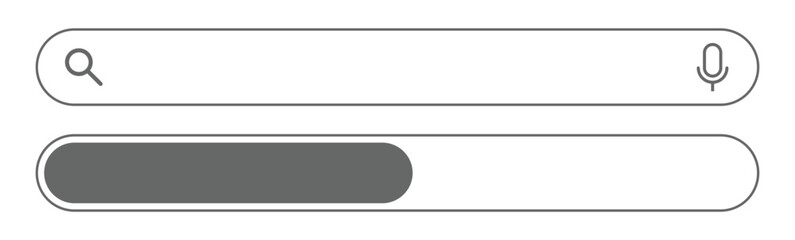 Search bar and loading bar in same style as part as user interface design for web and app design. Vector illustration. 