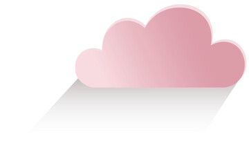 Pink Cloud with Shadow Flat Design. Sky Element with Drop Shadow for Weather or Dream Themes