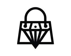 Minimalist Diamond Handbag Icon in Bold Line Style