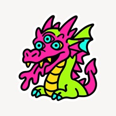 Fototapeta premium Colorful whimsical three-eyed dragon