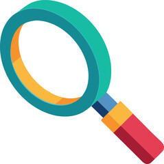 Colorful isometric magnifying glass for search and discovery