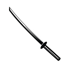Classic japanese katana sword on a white background