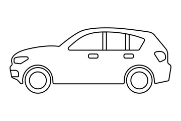 Car isolated on a white background. Outline drawing. Editable stroke. Line thickness can be changed. Vector illustration, linear icon.