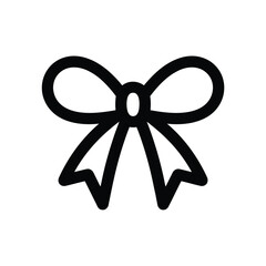 Obraz premium Simple hand drawn black outline of a bow tie on a white background