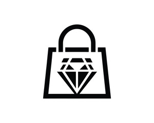 Elegant Diamond Shopping Bag Icon for Jewelry Retail