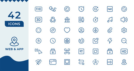 Web & App design icon set. ui ux line icon, user interface iconset collection. Trendy line icons. minimal thin line web icon set.