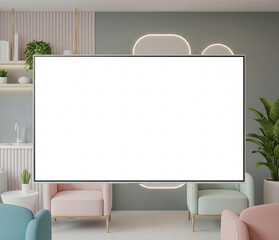 Tv Screen Flat Mockup With Quiet Interior Of Medical Lounge