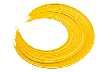 Swirled Paint Stroke in Ochre Yellow with Finger-Pulled Texture and Rough Spiral Finish, Transparent Background