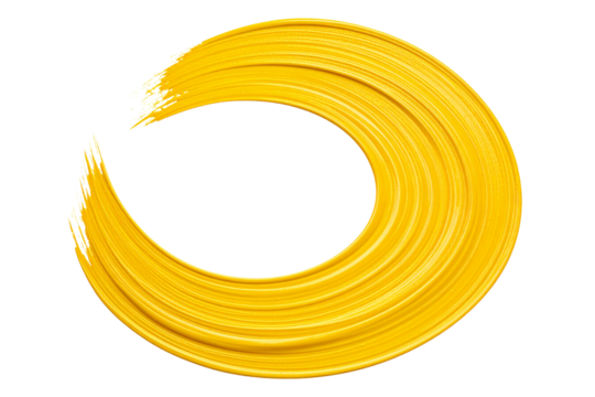 Swirled Paint Stroke in Ochre Yellow with Finger-Pulled Texture and Rough Spiral Finish, Transparent Background
