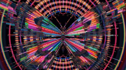 Glitchy butterfly flapping wings, breaking glitch shards morph kaleidoscopic mandalas neon tessellations, surreal transformation, psychedelic abstract butterfly pattern evolution chromatic visuals - Powered by Adobe