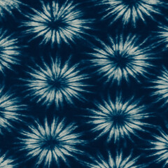 Handcrafted Shibori Indigo Dye Design - Traditional Japanese Textile Art with Abstract Patterns