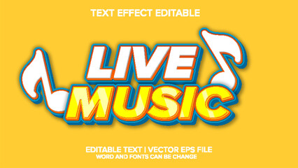 live music text effect vector editable