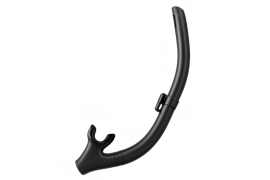 Modern black snorkel isolated on transparent background, essential equipment for diving and snorkeling adventures