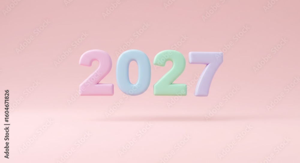 Fototapete pastel-colored, 3d rendered numbers 