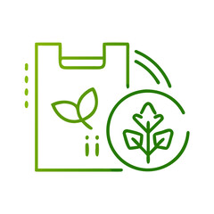 Eco packaging icon with plant design and circular symbol in green for sustainable packaging solutions