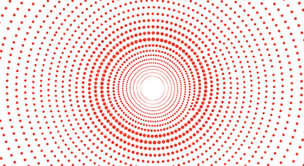 Hypnotic concentric red dot pattern expanding outward towards a bright white center vortex