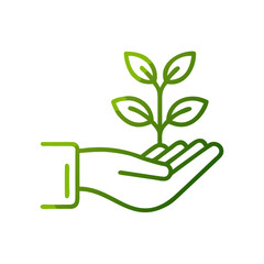 Hand holding plant symbol with eco-friendly growth concept illustration