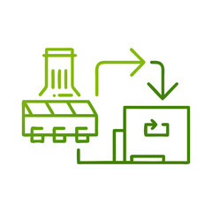Industrial recycling process icon with eco-friendly manufacturing concept illustration