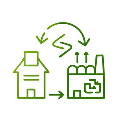 Industrial recycling process icon with home-to-factory eco-friendly concept illustration