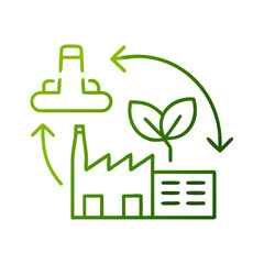 Industrial eco process icon with sustainable manufacturing concept illustration
