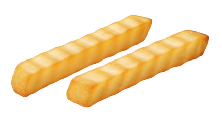 Two crinkle cut french fries isolated on a black background    .ai generative, transparent background, white background. isolated on white background
