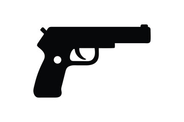 Silhouette of a modern semi automatic handgun pistol isolated on a clean white background