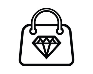 Elegant Shopping Bag with Diamond Icon Illustration