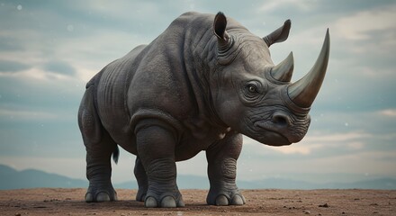 Fototapeta premium Sci-Fi Robotic Rhino in Futuristic Setting