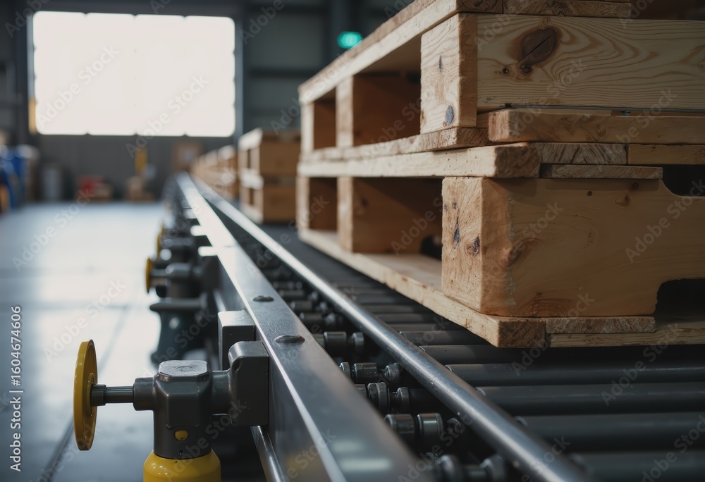 Poster slat chain conveyor transporting heavy pallets across a loading dock
