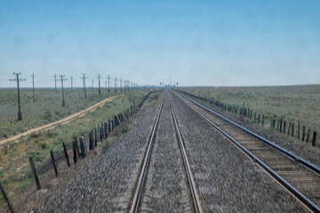 Freight Train in Kazakh Steppe