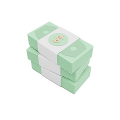 Low Poly Stack of Money, 3D Render, Green Bills