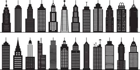Black skyscraper silhouettes skyscrapers buildings