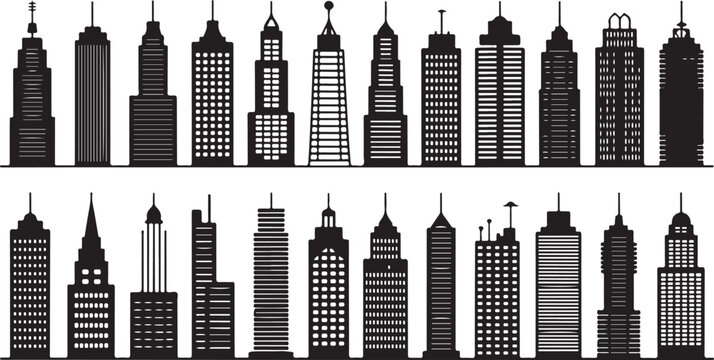 Black skyscraper silhouettes skyscrapers buildings