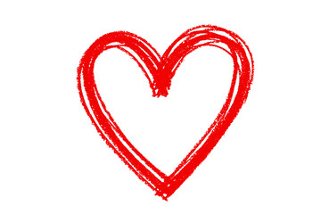 Dirty crayon red heart shape illustration design