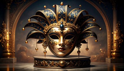 Obraz premium Ornate Venetian mask on pedestal
