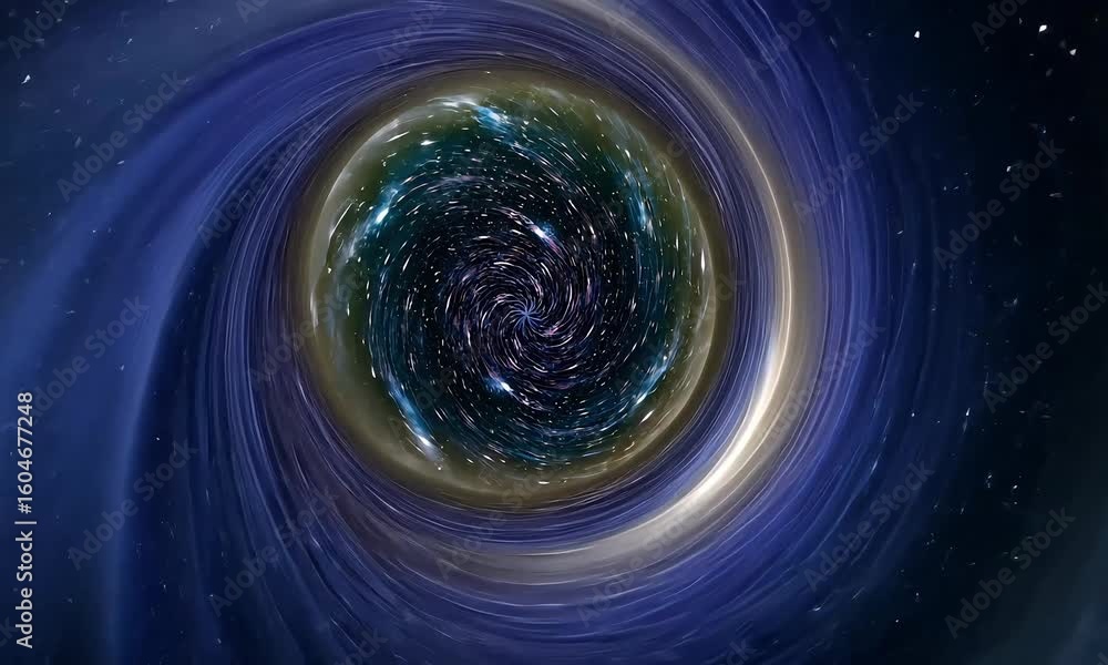Poster a swirling vortex of stars and light with a cosmic appearance and a tunnel like perspective view
