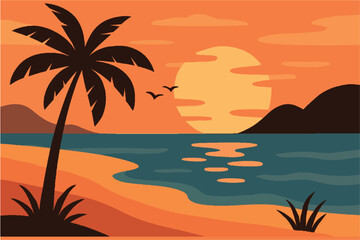 Vector pemandangan di pantai.eps