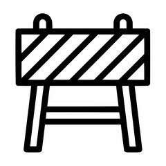 Barricade with diagonal stripes. Rectangular shape with bold black lines