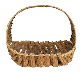 Blank card in wicker basket. Woven basket made from natural materials.  Small wicker basket with a...