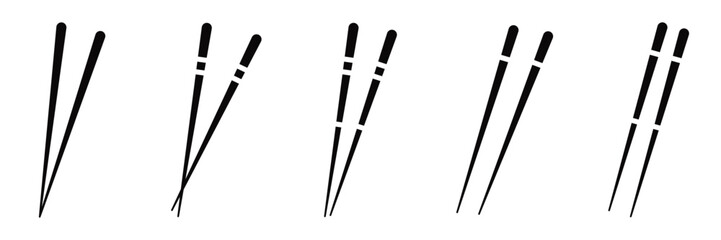 Asian Noodles and Chopsticks Icon Set – Ramen, Sushi and Dining Symbols in Vector Style