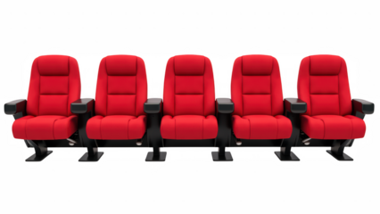 Comfortable red theater seats designed for optimal viewing experience, featuring plush cushioning and sturdy armrests, perfect for movie lovers
