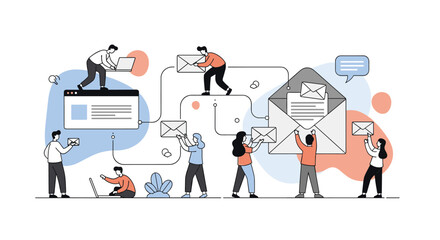 Obraz premium Teamwork and Collaboration Facilitating Digital Communication and Information Exchange for Business Growth and Success