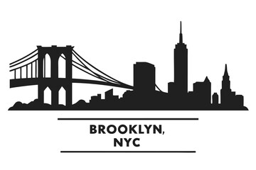 Brooklyn skyline silhouette with iconic bridge and skyscrapers brooklyn bridge new york city