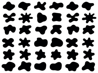 Set of Abstract Blob Shapes for Graphic Design. Organic shapes collection for modern design projects and branding materials, abstract black, blue and red elements on white background.