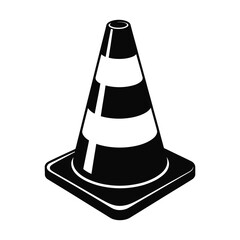Black and White Traffic Cone Illustration for Roadwork and Safety Signs