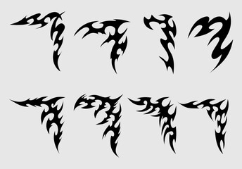 Neo tribal corner frames design set, tribal tattoo designset  for corner
