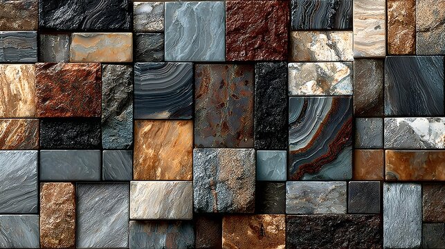 A textured mosaic of multicolored stone squares.