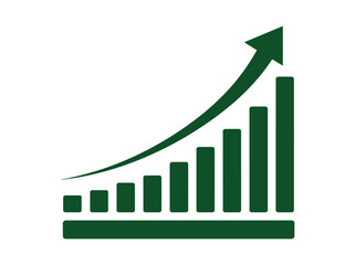 Green Growing Trend Chart Icon for Business Success. Witness exponential growth with this vibrant green chart showing upward success and positive trend. 