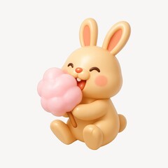 Obraz premium Cute bunny enjoying cotton candy.